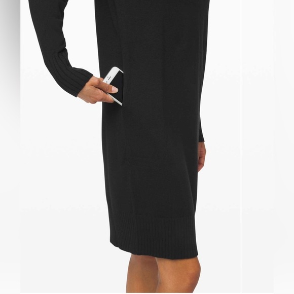 Lululemon Athletica Softer Still Turtleneck Pullover Dress Black S Cashlu™ Knit - Picture 5 of 12